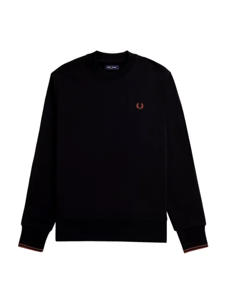 Haftowana bluza Fred Perry z okrągłym dekoltem czarna