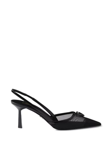 Pantofi cu toc Prada plasă slingback negru