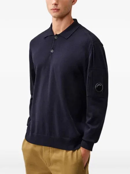 Tricou polo C.p. Company de lână albastru