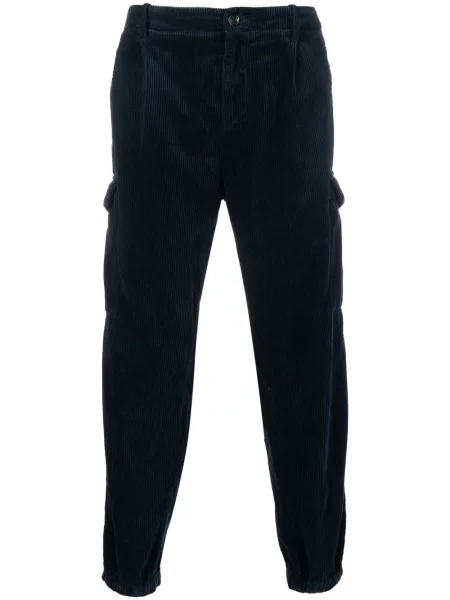 Pantaloni cargo Brunello Cucinelli de catifea cord albastru