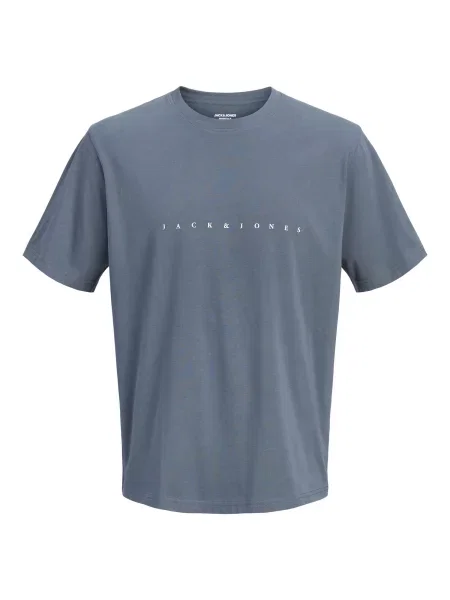 JACK & JONES Tricou JJEStar gri bazalt alb