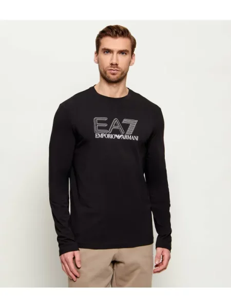 Tricou cu mânecă lungă Ea7 Emporio Armani negru