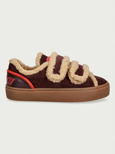 Inuikii Lila Shearling Low Velcro sneakers de damă din piele întoarsă