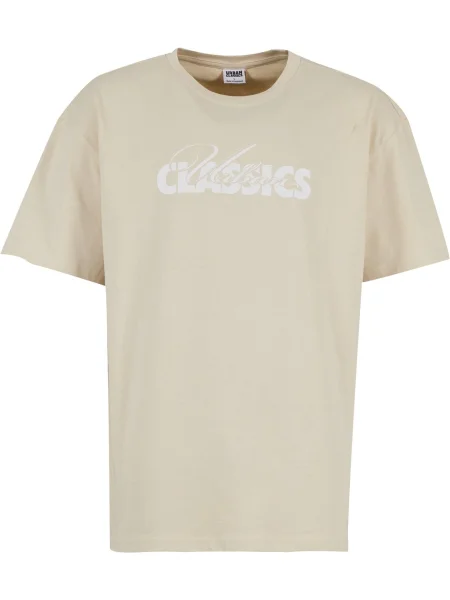 Urban Classics Tričko Cursive Bold velbloudí bílá
