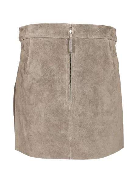 Fusta mini Rick Owens din piele de căprioară gri