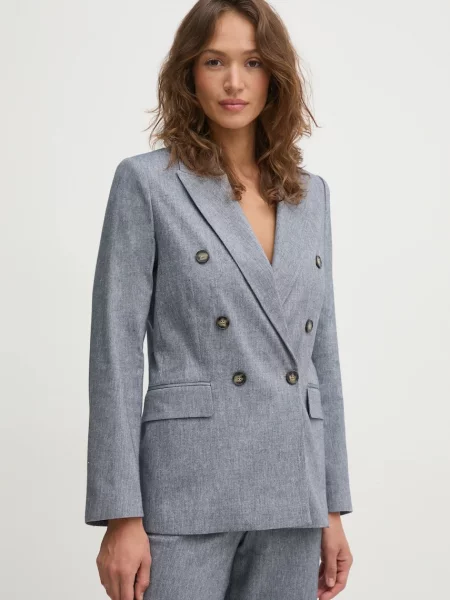 OUI blazer din amestec de in cu doua randuri de melanj albastru