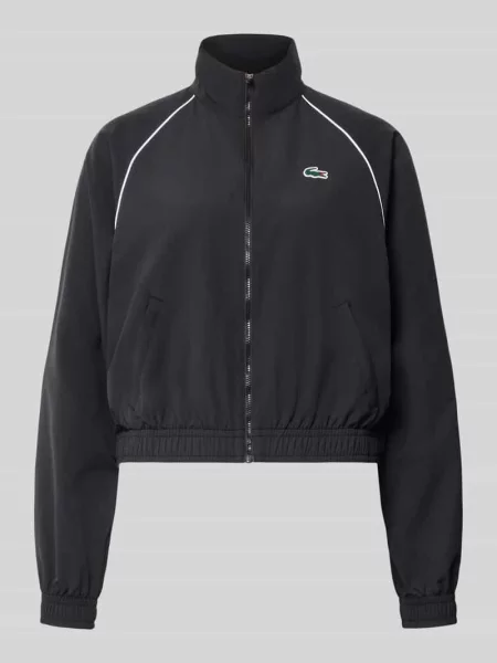 Kurtka treningowa o kroju relaxed fit z naszywką z logo Lacoste Sport czarna