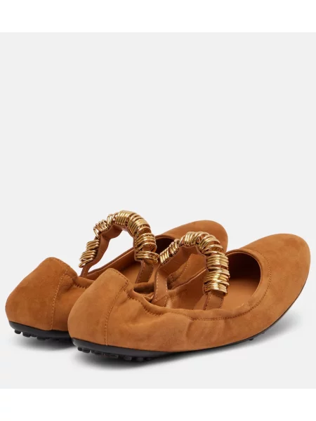 Pantofi cu toc Tod's din piele de căprioară maro