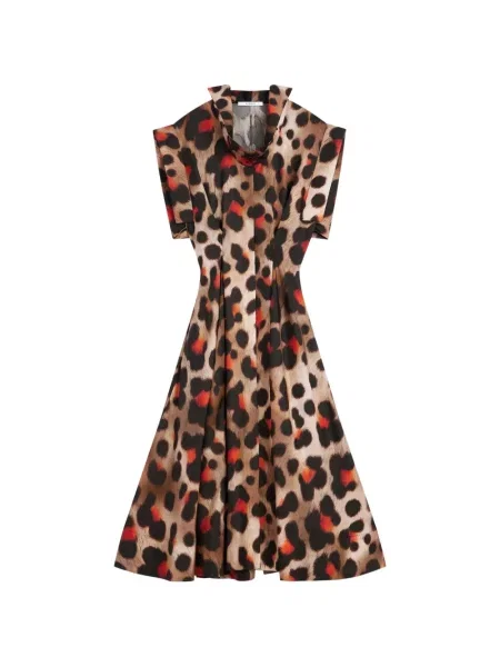 Gulerat rochie tip cămașă Givenchy de mătase cu model leopard