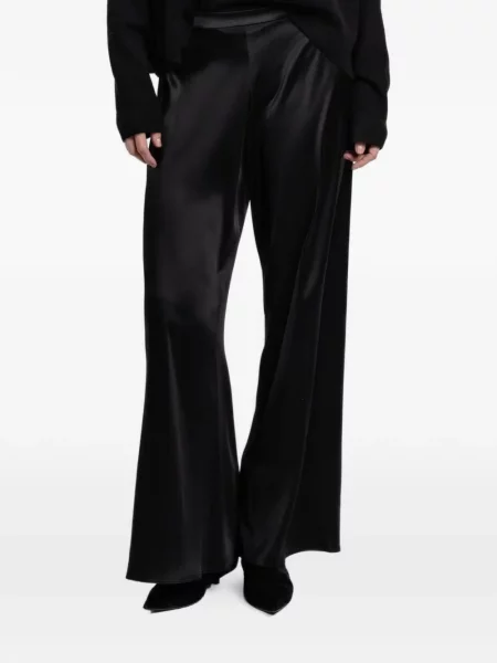 Pantaloni Peter Cohen din satin evazate negru