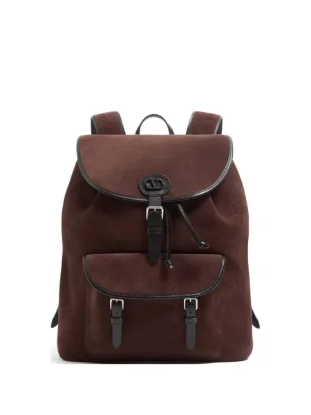 Rucsac Valentino Garavani din piele de căprioară maro