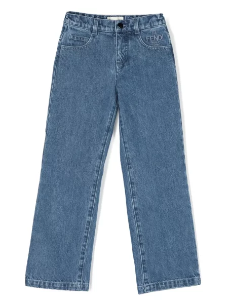 Jeansy straight leg dziecięce Fendi niebieskie