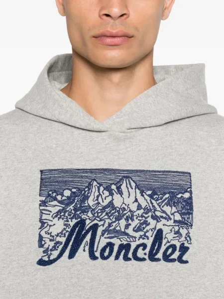 Hanorac cu glugă Moncler cu imagine gri
