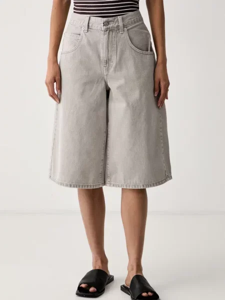 Levi's pantaloni scurți pentru femei din denim SUPER BAGGY JORT gri