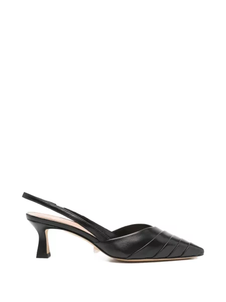 Pantofi cu toc Julie Dee plisate slingback negru