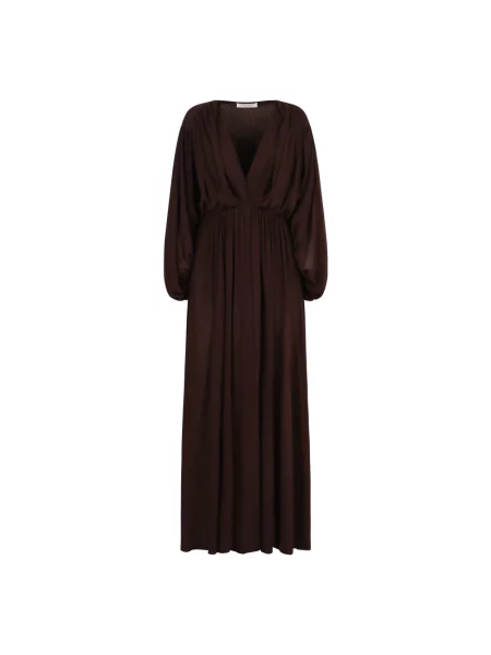 Długa szeroka sukienka maxi Philosophy Di Lorenzo Serafini z rękawami balonowymi brązowa
