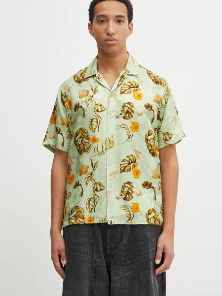 A Bathing Ape cămașă de mătase Vacation Pattern Open Collar