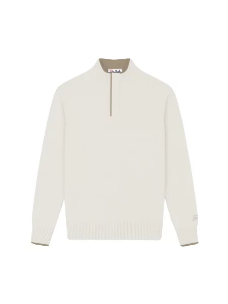 Sweter z golfem Mc2 Saint Barth beżowy
