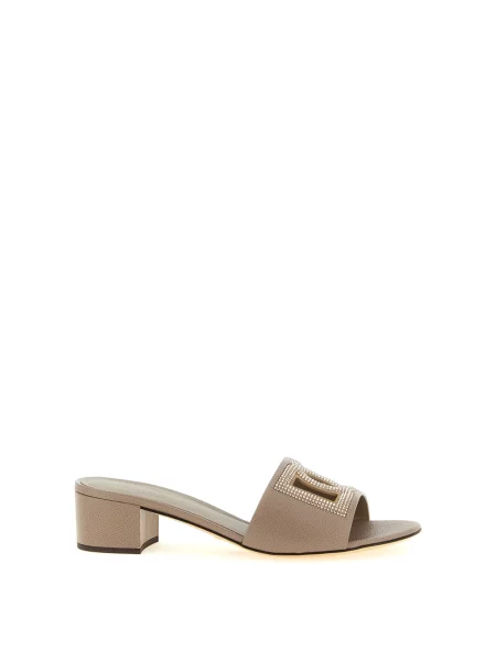 Klapki Dolce And Gabbana skórzane szare