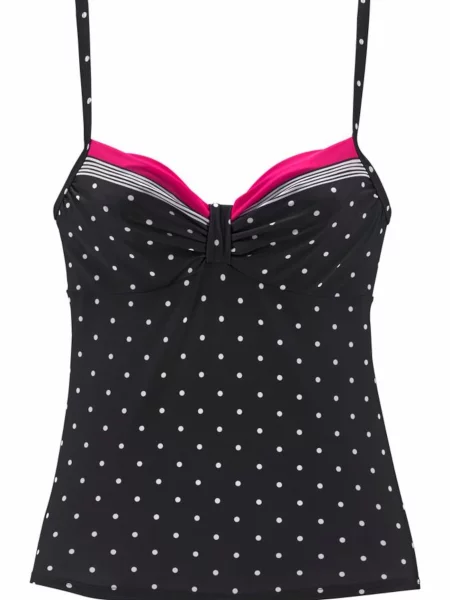 LASCANA Tankini top Monroe / roz neon / negru alb