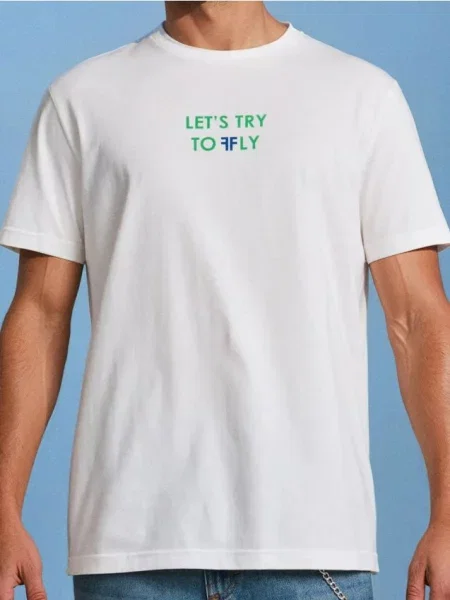 Sinsay Koszulka z motylowym nadrukiem na plecach kremowy