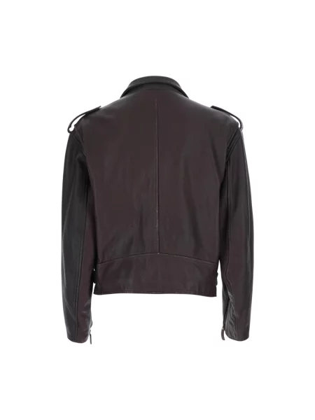 Kurtka skórzana Emporio Armani brązowa