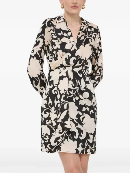 Rochie mini Morgan cu model floral cu decolteu în V de costum negru