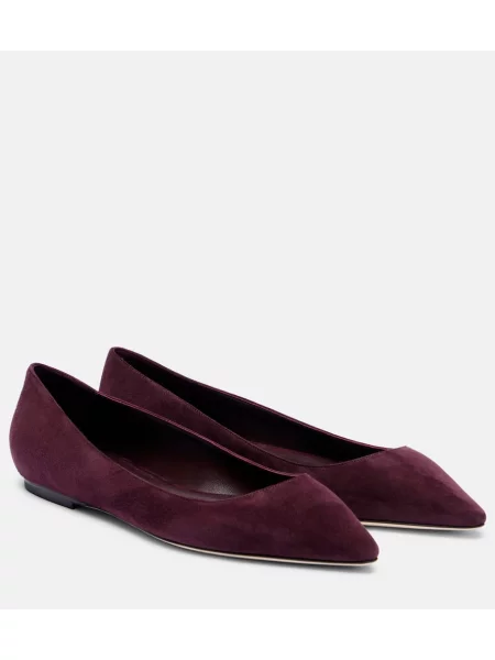 Balerini Jimmy Choo din piele de căprioară bordo