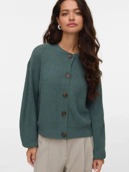 VERO MODA Geacă tricotată VMLea închis verde
