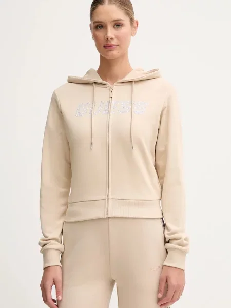 Суичър с качулка Guess с качулка с апликация черно