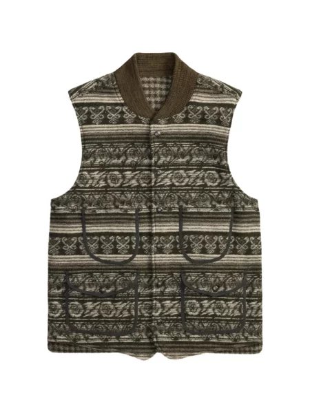 Reversibil vestă Ralph Lauren Rrl cu model pepito din jacard verde