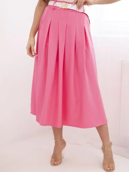 Fustă midi Kesi Włoski până la genunchi alb