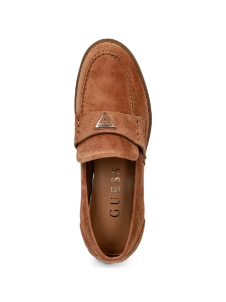 Szarvasbőr loafer Guess autogrammal barna