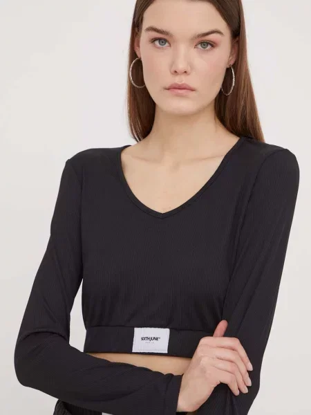 Блуза с дълги ръкави Sixth June черно