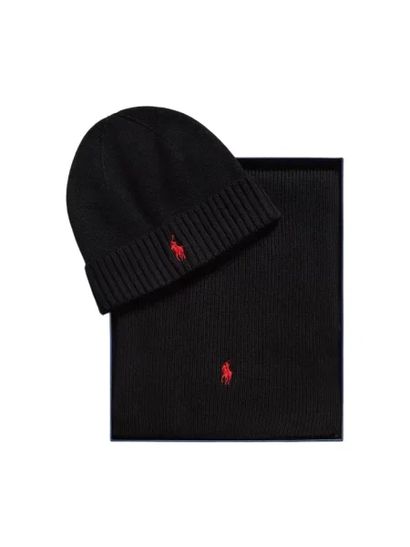 Polo Ralph Lauren czapka i szalik wełniane czarna