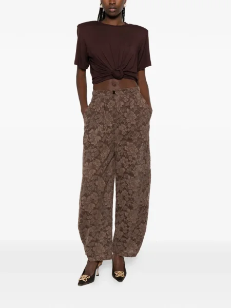 Pantaloni Rowen Rose cu model floral cu imagine roz