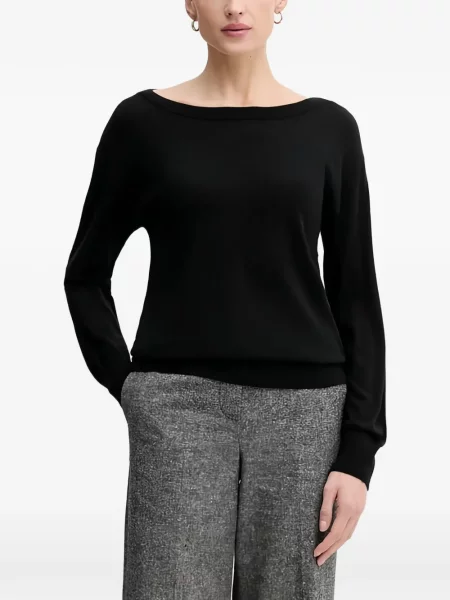 Top Sisley cu decolteu barcă negru