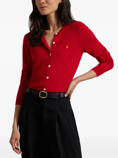 Ριγέ μπλούζα Polo Ralph Lauren με κέντημα με στρογγυλή λαιμόκοψη πράσινο