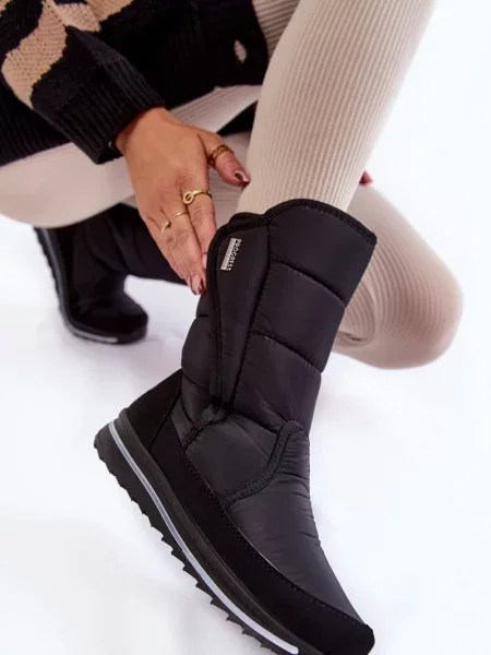 Buty zimowe wysokie śniegowce PROGRESS ocieplane czarne