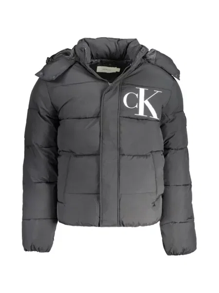 Geacă Calvin Klein cu glugă cu imagine negru