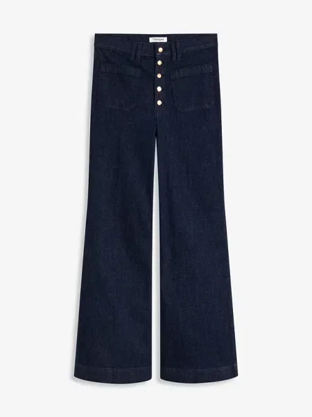 Dżinsy z rozszerzanymi nogawkami high waist niebieskie