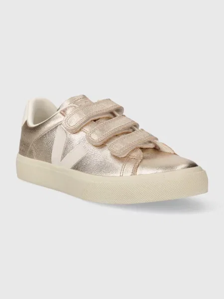 Кожаные кроссовки Veja золотые