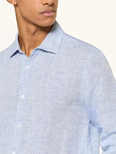 Orlebar Brown Lněná Košile Giles Slim Fit tmavě modrá