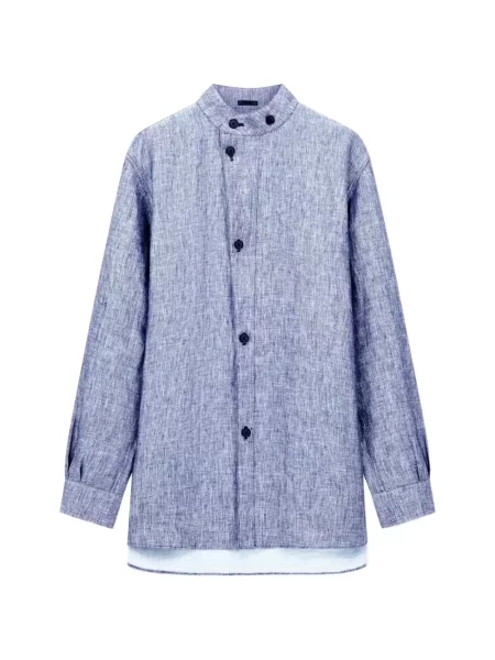 Gulerat cămașă Giorgio Armani asimetrică albastru
