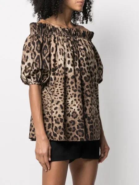 Top Dolce & Gabbana cu imagine cu model leopard maro