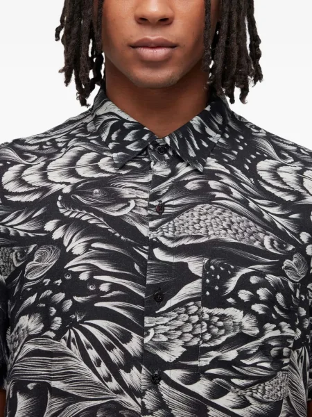 Къс риза Osklen с принт с абстрактен десен черно