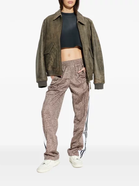 Панталон Adidas на райета с принт кафяво