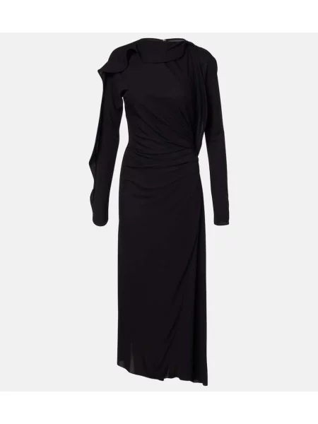 Rochie maxi Victoria Beckham din jerseu drapată de costum negru