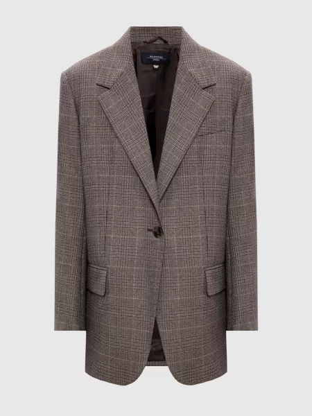 Жакет MAGMA з вовни в клітинку Max Mara Weekend коричневий
