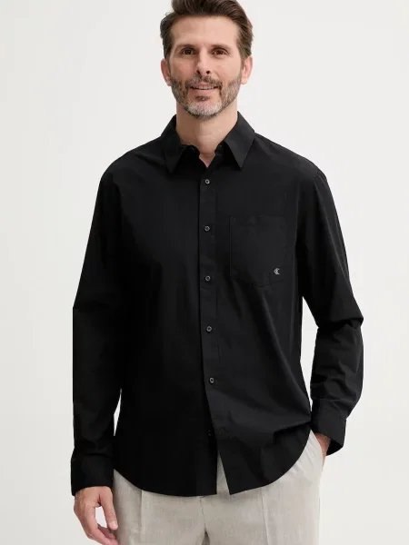 Дълго риза Calvin Klein Jeans с дълъг ръкав черно